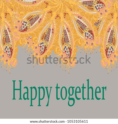 Abstract zentangle inspired art card design with doodle in bright colors.