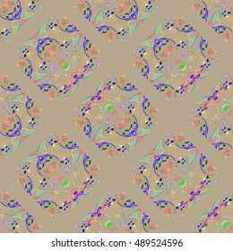 Abstract zentangle inspired art seamless pattern for new design work with doodle in light colors.