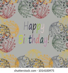 Abstract zentangle inspired art tracery card design with doodle in bright colors.