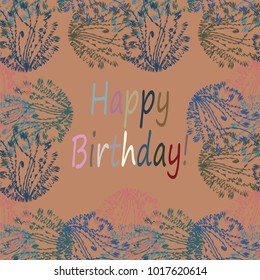 Abstract zentangle inspired art tracery card design with doodle in bright colors.