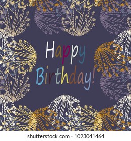 Abstract zentangle inspired art tracery card design with doodle in bright colors.