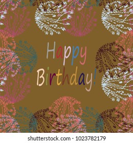 Abstract zentangle inspired art tracery card design with doodle in bright colors.