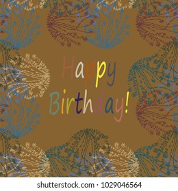 Abstract zentangle inspired art tracery card design with doodle in bright colors.