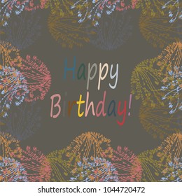 Abstract zentangle inspired art tracery card design with doodle in bright colors.