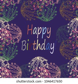 Abstract zentangle inspired art tracery card design with doodle in bright colors.