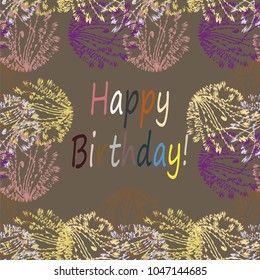 Abstract zentangle inspired art tracery card design with doodle in bright colors.