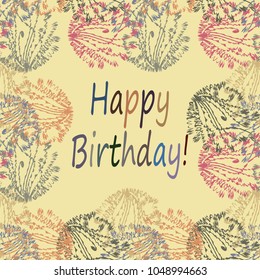 Abstract zentangle inspired art tracery card design with doodle in bright colors.