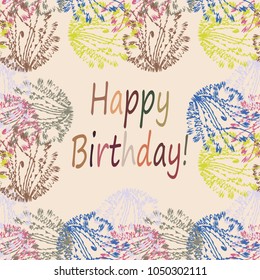 Abstract zentangle inspired art tracery card design with doodle in bright colors.