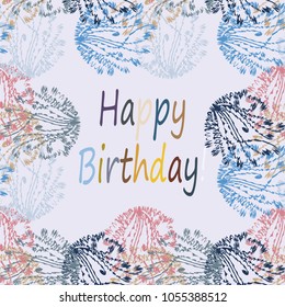 Abstract zentangle inspired art tracery card design with doodle in bright colors.