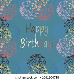 Abstract zentangle inspired art tracery card design with doodle in bright colors.