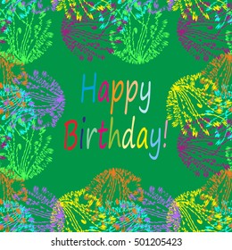 Abstract zentangle inspired art tracery card design with doodle in bright colors.