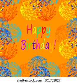 Abstract zentangle inspired art tracery card design with doodle in bright colors.