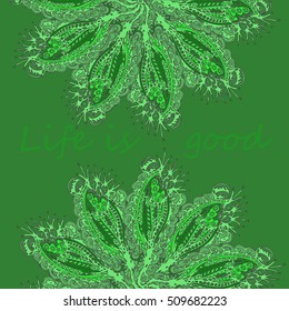 Abstract zentangle inspired art tracery card design with doodle in bright colors.