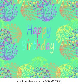 Abstract zentangle inspired art tracery card design with doodle in bright colors.