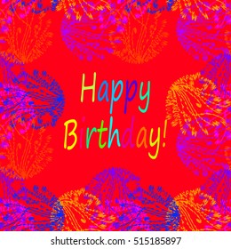 Abstract zentangle inspired art tracery card design with doodle in bright colors.