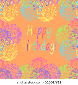 Abstract zentangle inspired art tracery card design with doodle in bright colors.