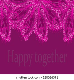 Abstract zentangle inspired art tracery card design with doodle in bright colors.