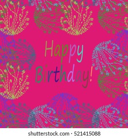 Abstract zentangle inspired art tracery card design with doodle in bright colors.