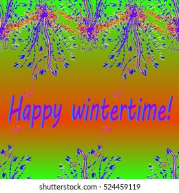 Abstract zentangle inspired art tracery card design with doodle in bright colors.