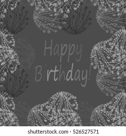 Abstract zentangle inspired art tracery card design with doodle in grey colors.