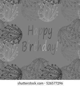 Abstract zentangle inspired art tracery card design with doodle in grey colors.