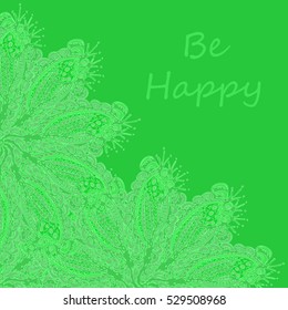 Abstract zentangle inspired art tracery card design with doodle in bright colors.