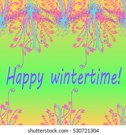 Abstract zentangle inspired art tracery card design with doodle in bright colors.