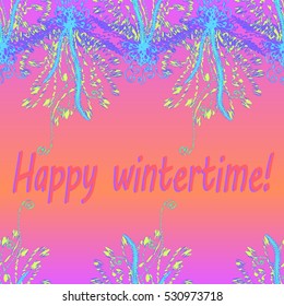 Abstract zentangle inspired art tracery card design with doodle in bright colors.