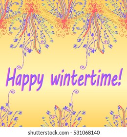 Abstract zentangle inspired art tracery card design with doodle in bright colors.