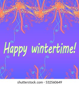 Abstract zentangle inspired art tracery card design with doodle in bright colors.