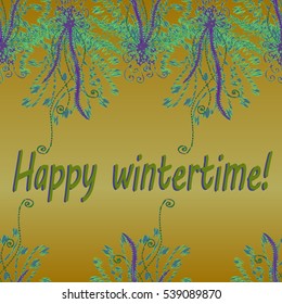 Abstract zentangle inspired art tracery card design with doodle in bright colors.