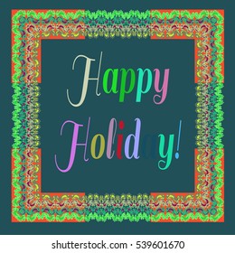 Abstract zentangle inspired art tracery card design with doodle in bright colors.