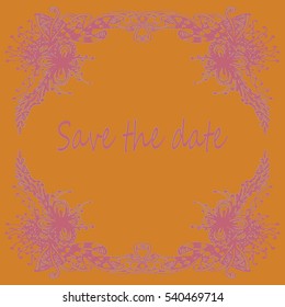Abstract zentangle inspired art tracery card design with doodle in bright colors.