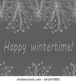 Abstract zentangle inspired art tracery card design with doodle in grey colors.