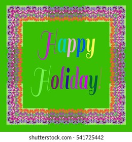 Abstract zentangle inspired art tracery card design with doodle in bright colors.