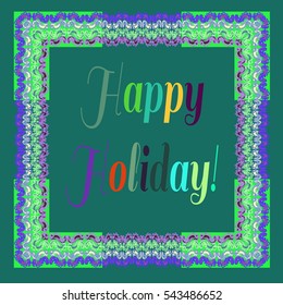 Abstract zentangle inspired art tracery card design with doodle in bright colors.