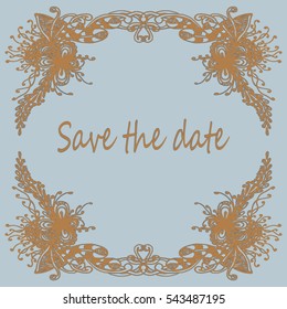 Abstract zentangle inspired art tracery card design with doodle in bright colors.