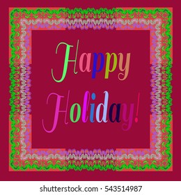 Abstract zentangle inspired art tracery card design with doodle in bright colors.