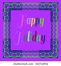 Abstract zentangle inspired art tracery card design with doodle in bright colors.