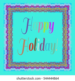 Abstract zentangle inspired art tracery card design with doodle in bright colors.