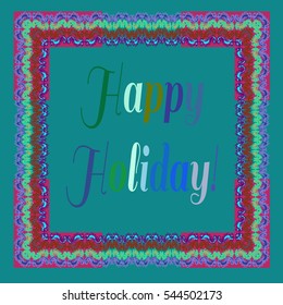 Abstract zentangle inspired art tracery card design with doodle in bright colors.