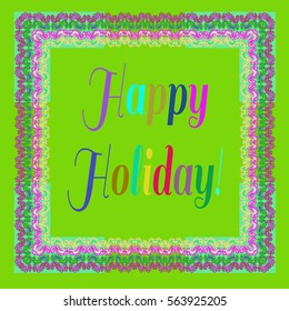 Abstract zentangle inspired art tracery card design with doodle in bright colors.