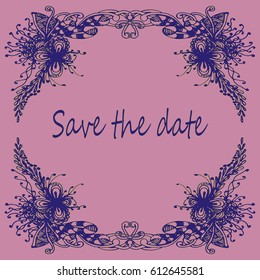 Abstract zentangle inspired art tracery card design with doodle in bright colors.