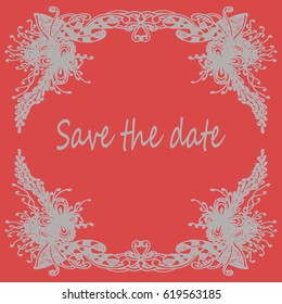 Abstract zentangle inspired art tracery card design with doodle in bright colors.