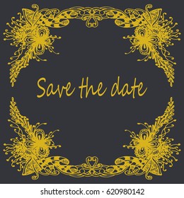 Abstract zentangle inspired art tracery card design with doodle in bright colors.