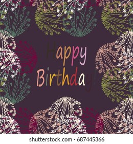 Abstract zentangle inspired art tracery card design with doodle in bright colors.