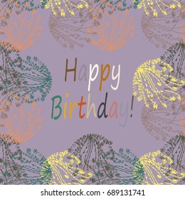 Abstract zentangle inspired art tracery card design with doodle in bright colors.