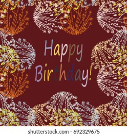 Abstract zentangle inspired art tracery card design with doodle in bright colors.