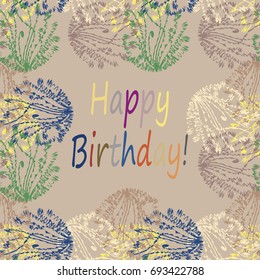 Abstract zentangle inspired art tracery card design with doodle in bright colors.