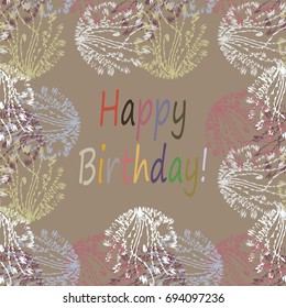 Abstract zentangle inspired art tracery card design with doodle in bright colors.